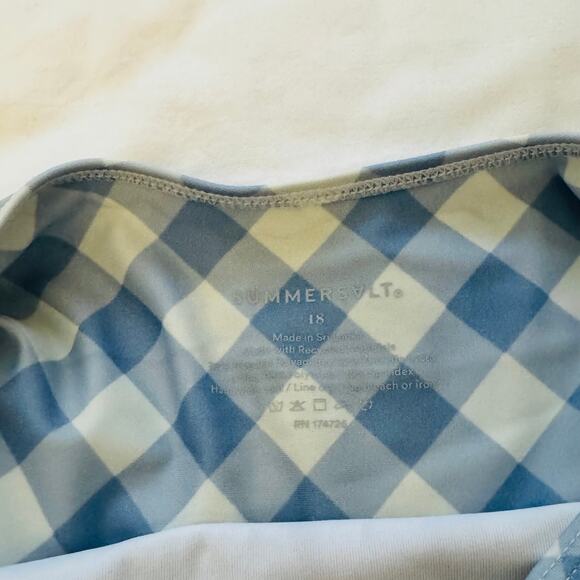 Summersalt Cream Blue Gingham Halter Tie Back One Piece Swimsuit Size 18 - Picture 3 of 7